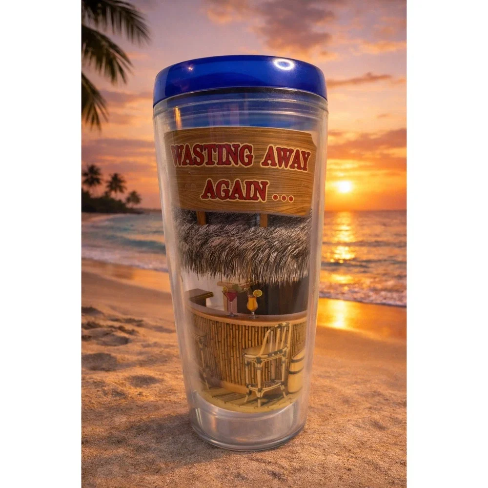 Margaritaville Wasting Away‎ Again Beach Bar Insulated Travel Tumbler 24oz Blue